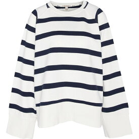 【送料無料】 バブアー レディース パーカー・スウェット アウター Longfield Striped Sweatshirt Cloud/Navy