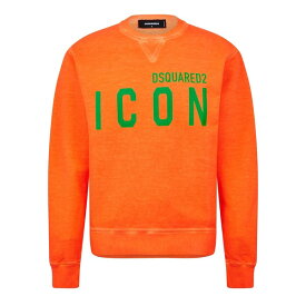 【送料無料】 ディースクエアード メンズ パーカー・スウェット アウター Be Icon Cool Fit Crewneck Orange/Green