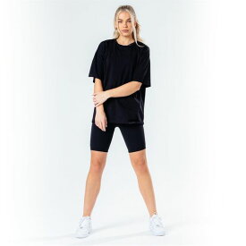 【送料無料】 ハイプ レディース Tシャツ トップス Black Oversized T-Shirt and Cycle Shorts Women's Set Black