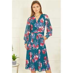 ���~�L�� ���f�B�[�X �g�b�v�X �����s�[�X �t�����[�� �v�����g ���b�V�� �t�����[ Yumi Green Floral Print Stretch Mesh Dress Green �O���[��