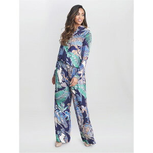 �W�[�i�o�b�R�[�j ���f�B�[�X �{�g���X �J�W���A���p���c ���C�h���b�O Gina Bacconi Aruna Wide Leg Pull On Trouser NAVY / MULTI �l�C�r�[