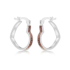 �r�[ ���[ ���f�B�[�X �A�N�Z�T���[ �s�A�X�E�C�������O Be You Sterling Silver Rose Stardust Heart Hoops Silver �V���o�[