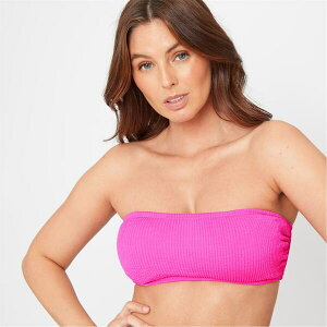 �r�[ ���[ ���f�B�[�X ���� �g�b�v�̂� Be You Textured Bandeau Bikini Top Hot Pink �s���N