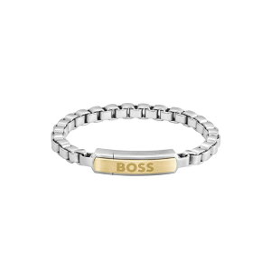 {X Y ANZT[ uXbgEoOEANbg Gents BOSS Devon Box Chain Bracelet Two Tone