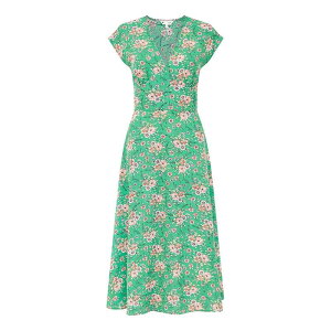 ���~�L�� ���f�B�[�X �g�b�v�X �����s�[�X �t�����[�� �t�����[ Yumi Blue Floral Waist Tie Dress Green �O���[��