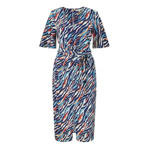 ���~�L�� ���f�B�[�X �g�b�v�X �����s�[�X �~�f�B�����s�[�X �~�f�B Yumi Navy Zebra Stripe Midi Dress Navy �l�C�r�[