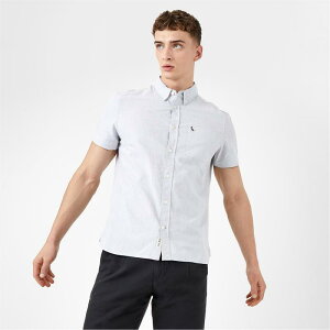 �W���b�N �E�B���X �����Y �g�b�v�X �V���c �I�b�N�X�t�H�[�h Jack Wills Stableton Short Sleeve Oxford Shirt Lt Ash Mrl �A�b�V��