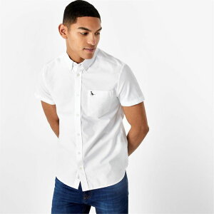 �W���b�N �E�B���X �����Y �g�b�v�X �V���c �I�b�N�X�t�H�[�h Jack Wills Stableton Short Sleeve Oxford Shirt White �z���C�g
