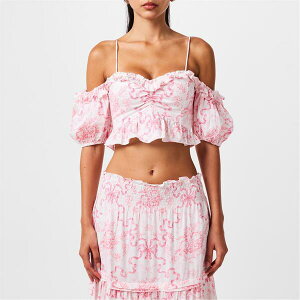 ���u�X�n�b�N�t�@���V�[ ���f�B�[�X �g�b�v�X �V���c LOVESHACKFANCY Amille Top Bubblegum Blast