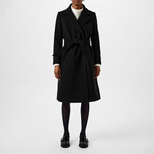 ouA[ fB[X AE^[ WPbgEu] E[ R[g Barbour Clodagh Wool Trench Coat Black ubN