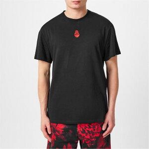 【送料無料】 アレキサンダー・マックイーン メンズ Tシャツ トップス Skull Crew Neck T-Shirt Black / Red