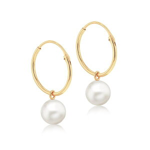 �r�[ ���[ ���f�B�[�X �A�N�Z�T���[ �s�A�X�E�C�������O Be You 9ct Gold Fresh Water Pearl Hoop Drop Earrings Yellow Gold �C�G���[