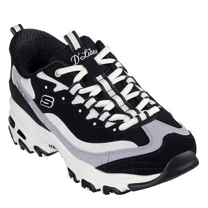 XPb`[Y fB[X V[Y Xj[J[ Skechers D Lites-Smooth Nostalgia Low-Top Trainers Womens Black/White zCg