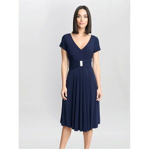 �W�[�i�o�b�R�[�j ���f�B�[�X �g�b�v�X �����s�[�X �W���[�W�[ Gina Bacconi Elsa Jersey Cocktail Dress NAVY �l�C�r�[