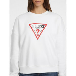 �Q�X ���f�B�[�X �A�E�^�[ �p�[�J�[�E�X�E�F�b�g Guess Triangle Icon Crew Jumper Pure White �z���C�g