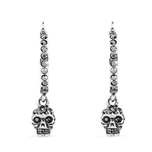 yz ALT_[E}bNC[ fB[X sAXECO ANZT[ Women'S Skull Pave Hoop Earrings Silver/Black