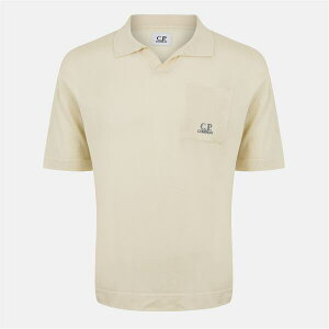 �V�[�s�[�J���p�j�[ �����Y �g�b�v�X T�V���c �|���V���c �j�b�g CP COMPANY Knit Polo Shirt Gauze White 103 �z���C�g