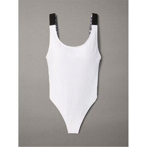 �J���o���N���C�� ���f�B�[�X ���� �㉺�Z�b�g Calvin Klein Scoop Back One Piece Swimsuit Brill White �z���C�g