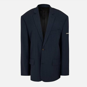 �o�����V�A�K ���f�B�[�X �A�E�^�[ �W���P�b�g�E�u���]�� �u���U�[ BALENCIAGA Bal Pinstripe Blazer Ld52 Dark Navy �l�C�r�[