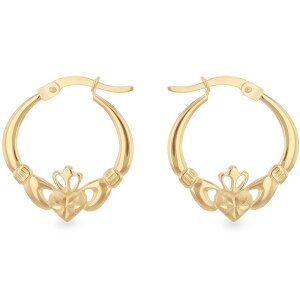 �r�[ ���[ ���f�B�[�X �A�N�Z�T���[ �s�A�X�E�C�������O Be You 9ct Gold Diamond Cut Claddagh Creole Earring Yellow Gold �C�G���[