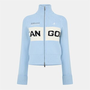 �J���S�[�� ���f�B�[�X �g�b�v�X �V���c �^�[�g���l�b�N �J�[�f�B�K�� �j�b�g ���S Kangol Logo Turtleneck Rib Knitted Full Zip Cardigan Blue �u���[