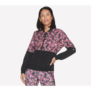 XPb`[Y fB[X AE^[ WPbgEu] WPbg Skechers Skechweave Fantasy Fields Bomber Jacket Womens Black/Red/Blue ubN