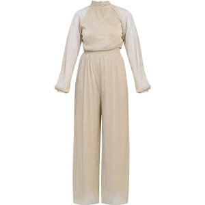 �W�[�i�o�b�R�[�j ���f�B�[�X �g�b�v�X �����s�[�X �g�[�� �j�b�g �W�����v�X�[�c Gina Bacconi KYLIE Metallic Knit Jumpsuit GOLD / SILVER �S�[���h