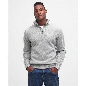 ouA[ Y AE^[ jbgEZ[^[ n[tWbv Barbour Essential Half Zip Jumper Light Grey Marl O[