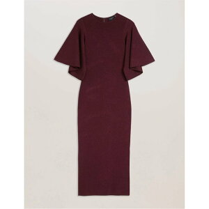 �e�b�h�x�[�J�[ ���f�B�[�X �g�b�v�X �����s�[�X Ted Baker Flute Midaxi Dress Dk- Red ���b�h