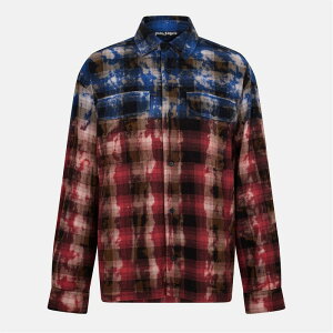 �p�[���E�G���W�F���X �����Y �g�b�v�X �V���c PALM ANGELS Palm Curve Shirt Sn53 Blue/Red �u���[