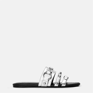�o�����V�A�K ���f�B�[�X �V���[�Y �T���_�� BALENCIAGA Bal City Slide L005 Ld53 White/Silver �z���C�g