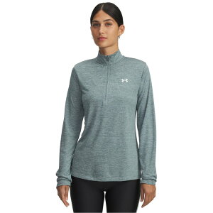 �A���_�[�A�[�}�[ ���f�B�[�X �g�b�v�X �V���c �n�[�t�W�b�v Under Armour Armour Tech Half Zip Top Womens Jasper Blue �u���[