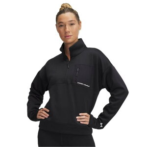 �A���_�[�A�[�}�[ ���f�B�[�X �g�b�v�X �V���c �t���[�X Under Armour Armour Woven Fleece Half-Zip Top Black �u���b�N