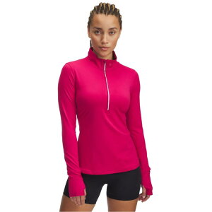 �A���_�[�A�[�}�[ ���f�B�[�X �g�b�v�X �V���c �n�[�t�W�b�v Under Armour Qualifer Launch Pro half Zip Top Pink �s���N