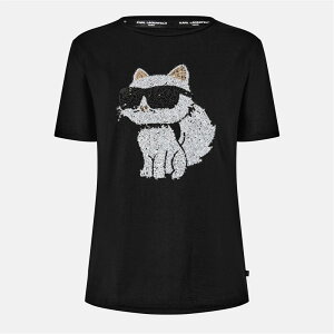 �J�[�� ���K�[�t�F���h ���f�B�[�X �g�b�v�X �V���c Karl Lagerfeld Karl Choupette T Ld54 Black �u���b�N