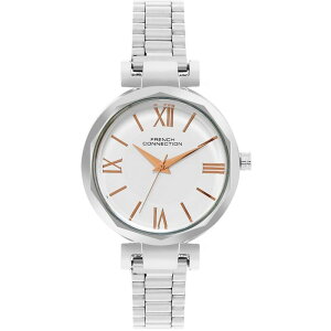 t`RlNV fB[X ANZT[ rv French Connection Silver Case Round Shape Silver Strap Quartz Watch White zCg