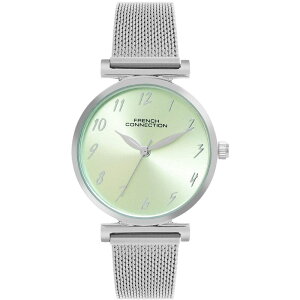 t`RlNV fB[X ANZT[ rv French Connection Silver Case Round Shape Silver Strap Quartz Watch Sea Green O[