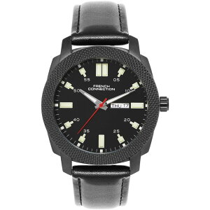 t`RlNV Y ANZT[ rv French Connection Black Case Round Shape Black Strap Quartz Watch Black ubN