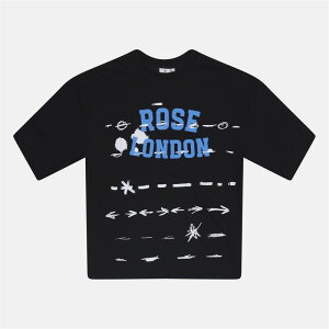 ���[�Y�����h�� �����Y �g�b�v�X T�V���c Rose London London Graffiti Stripe T-shirt Black �u���b�N