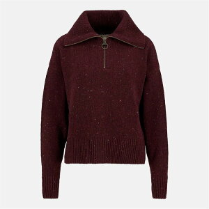 �o�u�A�[ ���f�B�[�X �A�E�^�[ �j�b�g�E�Z�[�^�[ �n�[�t�W�b�v Barbour Lavensale Half Zip Jumper Black Cherry �u���b�N