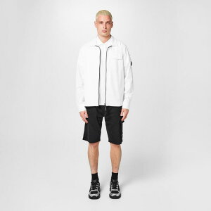 �V�[�s�[�J���p�j�[ �����Y �g�b�v�X �V���c CP Company Mens Gabardine Lens Overshirt Gauze White 103 �z���C�g