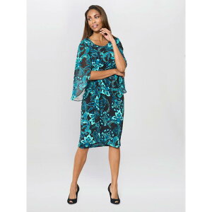 �W�[�i�o�b�R�[�j ���f�B�[�X �g�b�v�X �V���c �h���[�v �W���[�W�[ Gina Bacconi Women's Zelda Draped Jersey Cocktail Dress Black / Blue �u���b�N