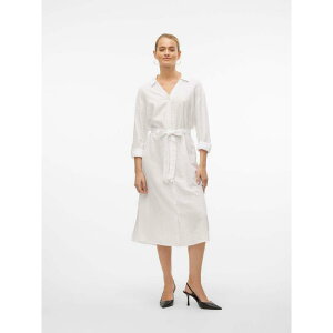 ���F�����[�_ ���f�B�[�X �g�b�v�X �V���c Vero Moda Linn Shirt Dressnowhite �z���C�g