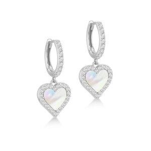 r[ [ fB[X ANZT[ sAXECO Be You Sterling Silver Mother of Pearl Heart Drop Earring Sterling Silver Vo[