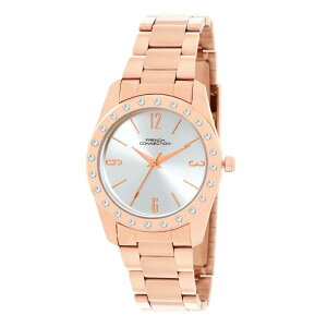 t`RlNV fB[X ANZT[ uXbgEoOEANbg French Connection French Connection Rose Case Round Shape Rose Strap Quartz Watch Silver Vo[