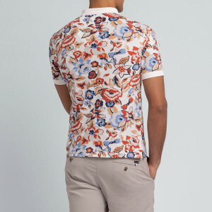 �G�f���p�[�N �����Y �g�b�v�X �|���V���c �t�����[�� �v�����g �R�b�g�� �t�����[ Eden Park White polo in cotton pique floral print Ecc �z���C�g