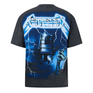 ���v���[���g �����Y �g�b�v�X T�V���c �v�����g�[�� Represent Men's Rep Lightning T-Shirt Centre Metallica Print Vintage Grey �O���[