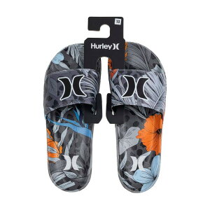 �n�[���[ �����Y �V���[�Y �T���_�� Hurley Tier Pool Slider Black/Orange �u���b�N