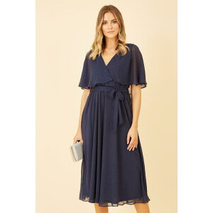 ���~�L�� ���f�B�[�X �g�b�v�X �����s�[�X �~�f�B Yumi Navy Wrap Midi Dress Navy �l�C�r�[