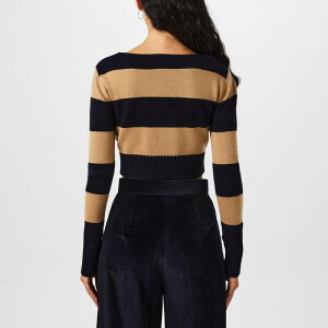 �}�b�N�X�}�[�� ���f�B�[�X �A�E�^�[ �j�b�g�E�Z�[�^�[ �N���[�l�b�N Max Mara Women's Angri Knitted Crew Neck Jumper Navy Big Stripe �l�C�r�[